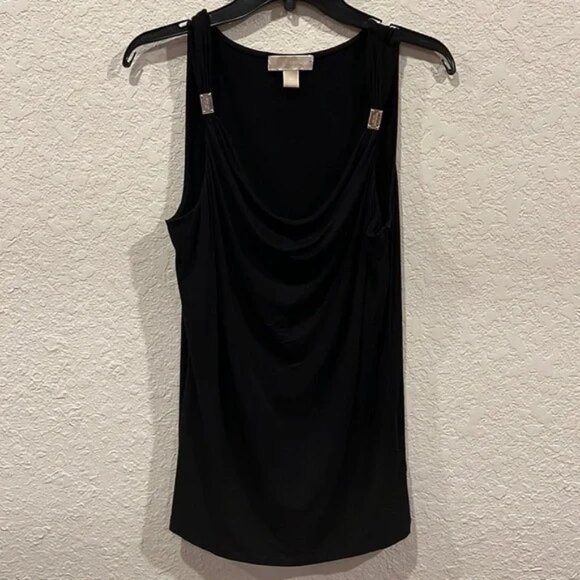 Michael - Michael Kors tank -metal details on shoulders Sleeveless black. Size M - Picture 1 of 4